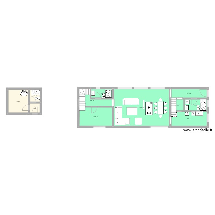 S1a. Plan de 11 pièces et 98 m2