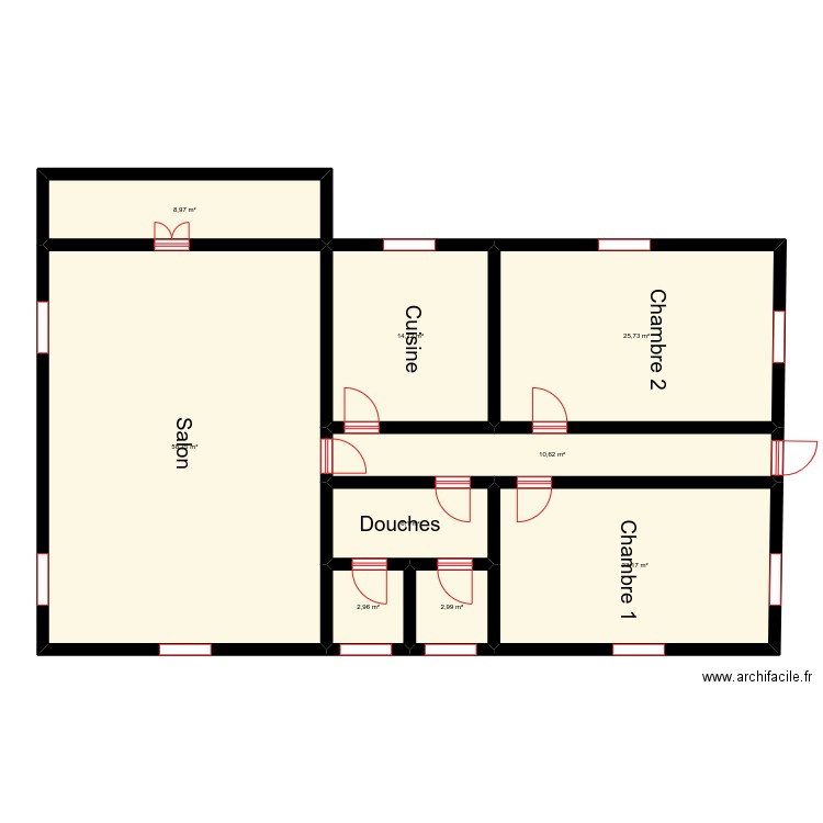 Vue En Plan DOUTOU Logement infirmier. Plan de 9 pièces et 154 m2