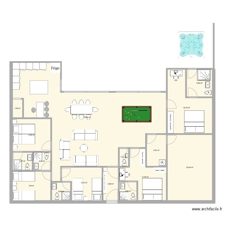 ISL 4. Plan de 16 pièces et 183 m2