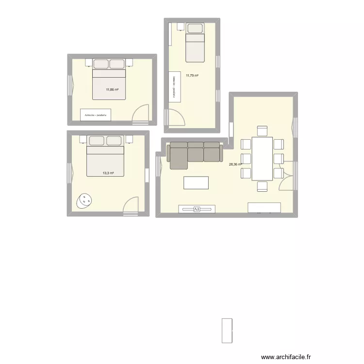 Maison. Plan de 4 Pièces et 65 m² Maison. Plan de 4 Pièces et 65 m²