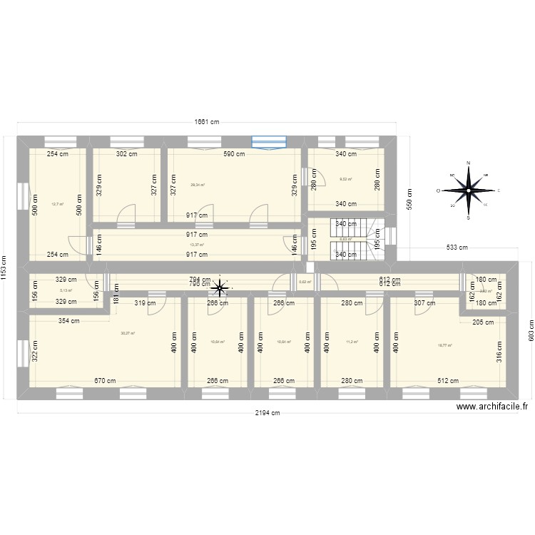 PLAN 1ER ETAGE COLLOREC. Plan de 14 pièces et 167 m2