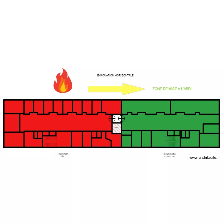 ROSIERS / ELSA 1ER ETAGE EVACUATION. Plan de 