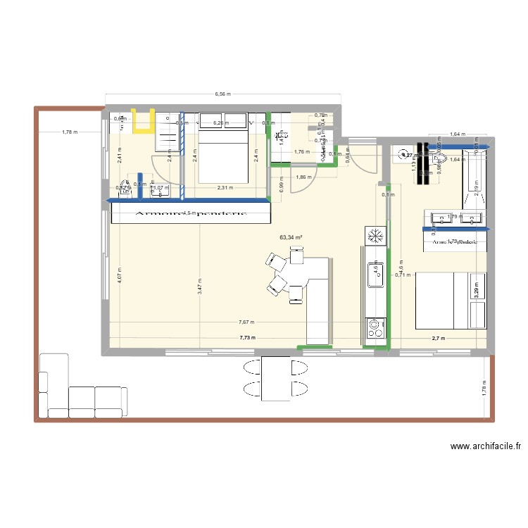 IMMEUBLE RUSSE PLAN 11. Plan de 1 pièce et 63 m2