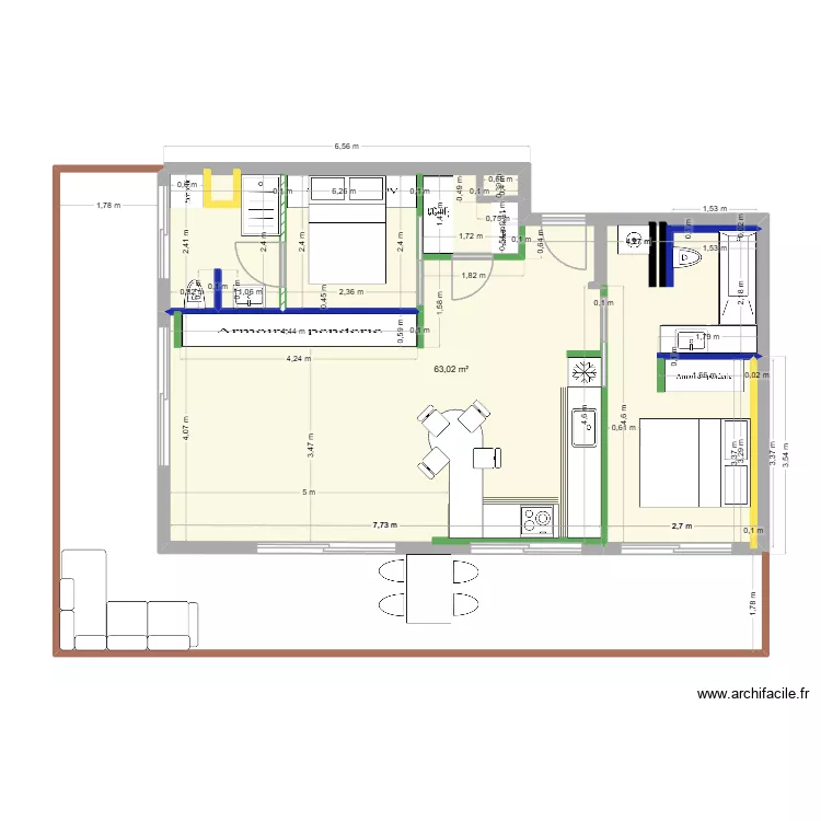 IMMEUBLE RUSSE PLAN 11. Plan de 1 pièce et 63 m²