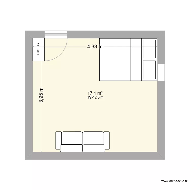 chambre 1. Plan de 1  et 17 m²