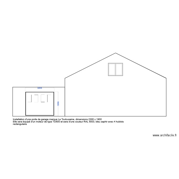 Pignon- garage après travaux. Plan de 0 pièce et 0 m2