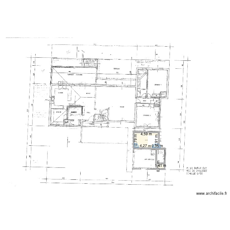 Villelongue1. Plan de 2 pièces et 14 m2