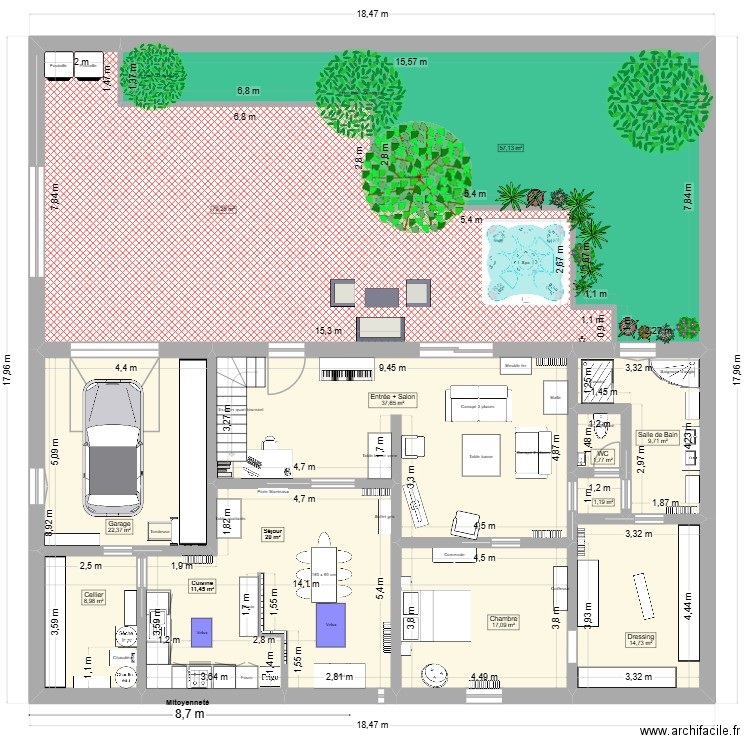 Projet Aixe centre. Plan de 15 pièces et 442 m2