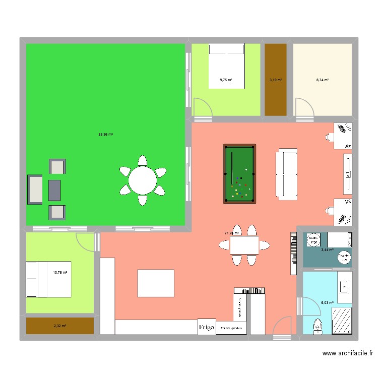2er plano. Plan de 9 pièces et 172 m2