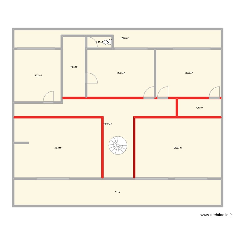 nnnn1   etage. Plan de 11 pièces et 200 m2
