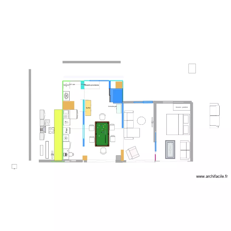10 mars 2026 avec poutre et cote salon. Plan de 