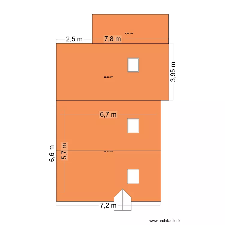 toiture. Plan de 3  et 66 m²