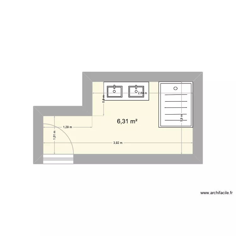 Besson. Plan de 1 pièce et 6 m²