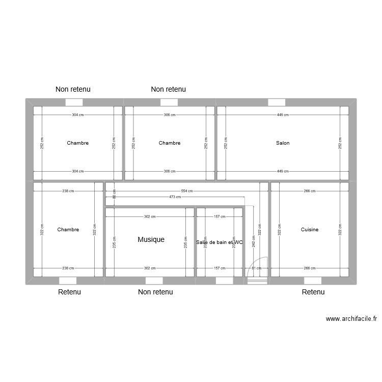 Rivet  VR. Plan de 8 pièces et 60 m2