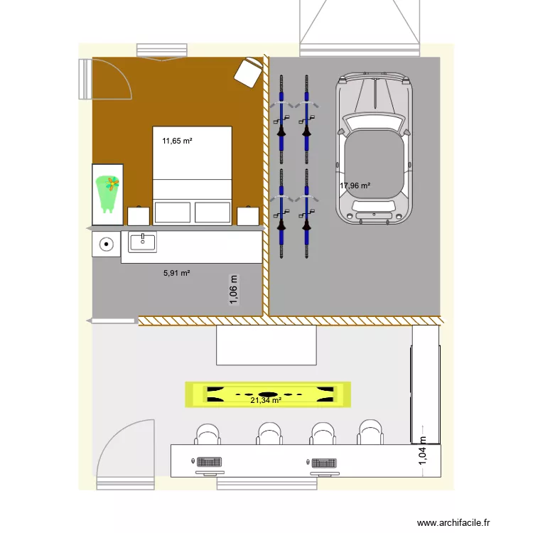 GRANGE MALICORNE. Plan de 4  et 57 m²
