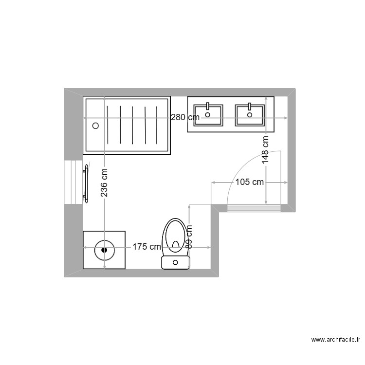 SDB DAUBEUF. Plan de 1 pièce et 6 m2