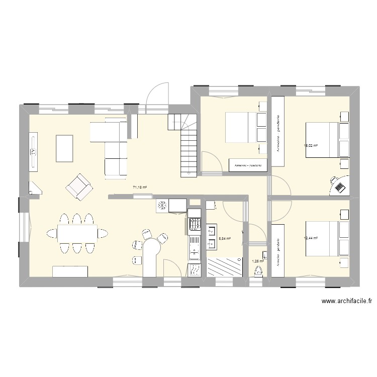 Attenschwiller 1. Plan de 5 pièces et 107 m2