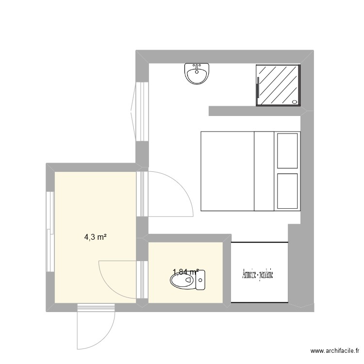 Extension cuisine 2. Plan de 2 pièces et 6 m2