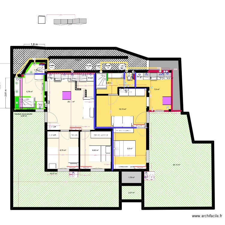 rdc gîtes grande salle d'eau. Plan de 19 pièces et 188 m2