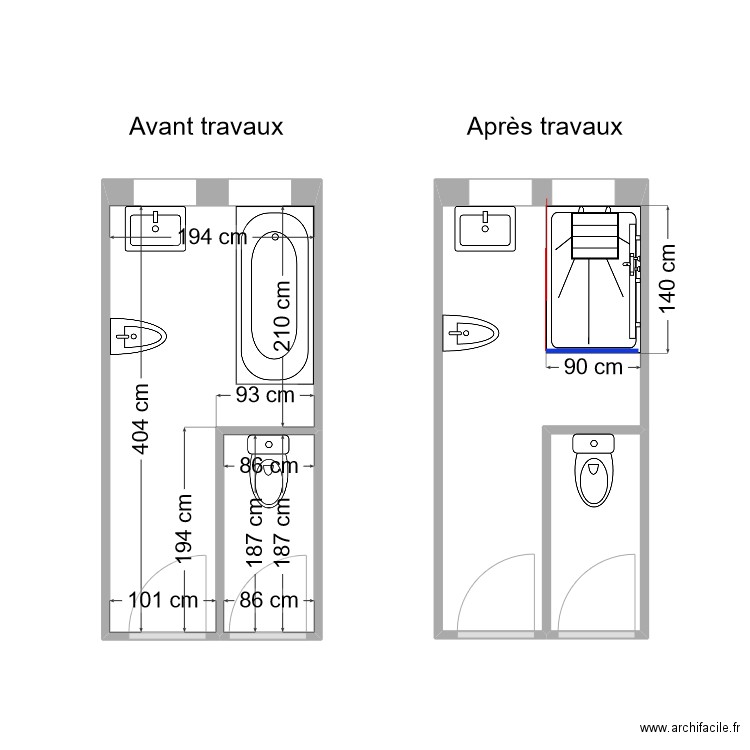 VANDRAND sdb. Plan de 4 pièces et 15 m2