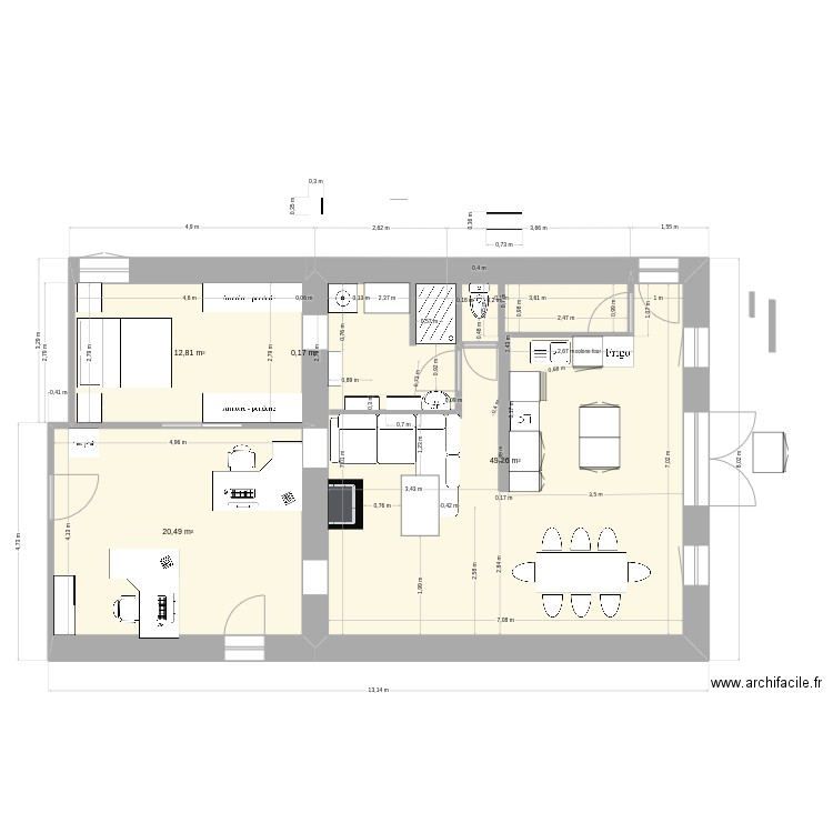 133. Plan de 4 pièces et 83 m2