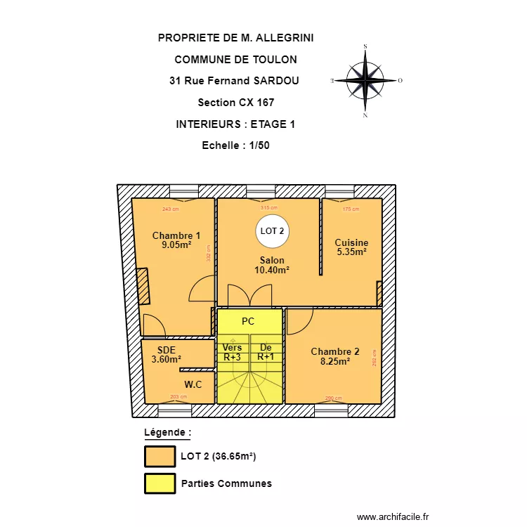 ALLEGRINI ETAGE 1 LOT 2. Plan de 