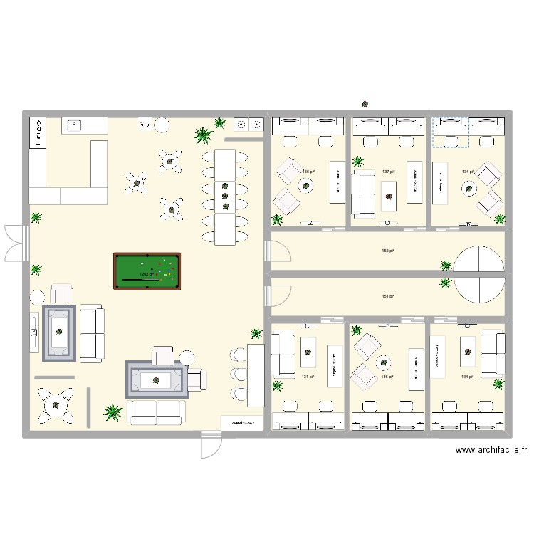 Loges 40x60. Plan de 9 pièces et 215 m2