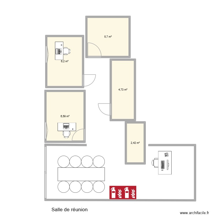 Locaux Sud Services. Plan de 5 pièces et 26 m2