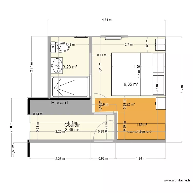 Vaché variante 2. Plan de 4 et 17 m² Vaché variante 2. Plan de 4 et 17 m²