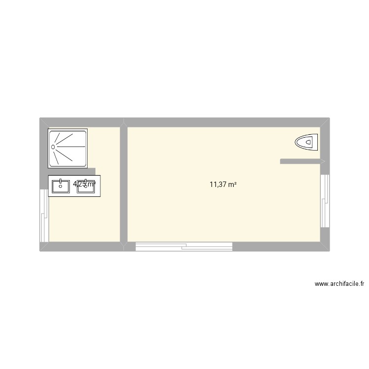 Tmartin. Plan de 2 pièces et 16 m2