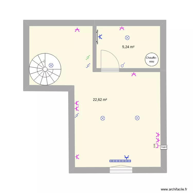 KevinBram1Etage. Plan de 2  et 28 m²