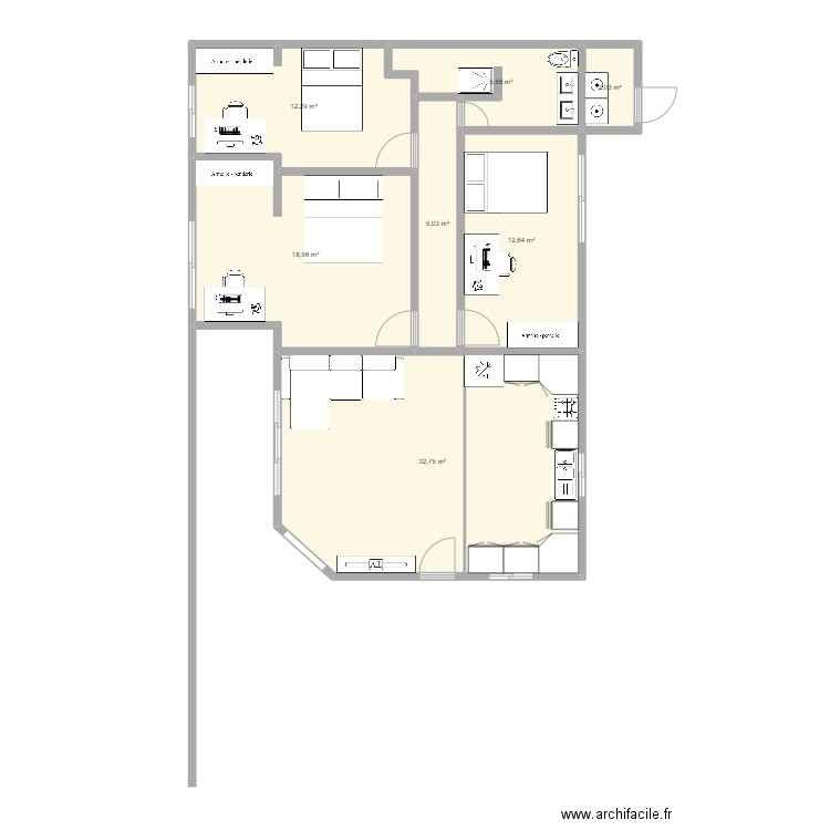 maison F4 Punavai v2. Plan de 7 pièces et 89 m2