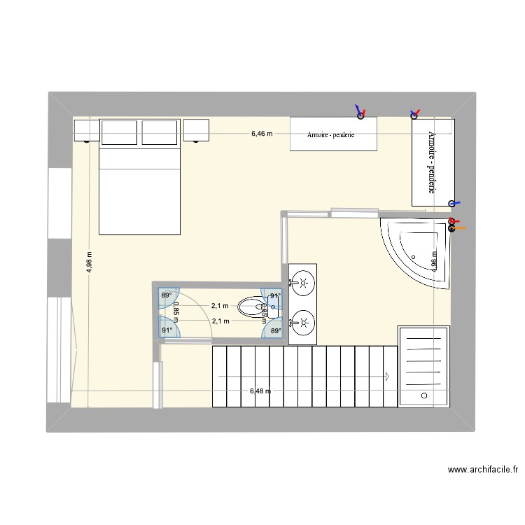 chambre 1. Plan de 2 pièces et 34 m2