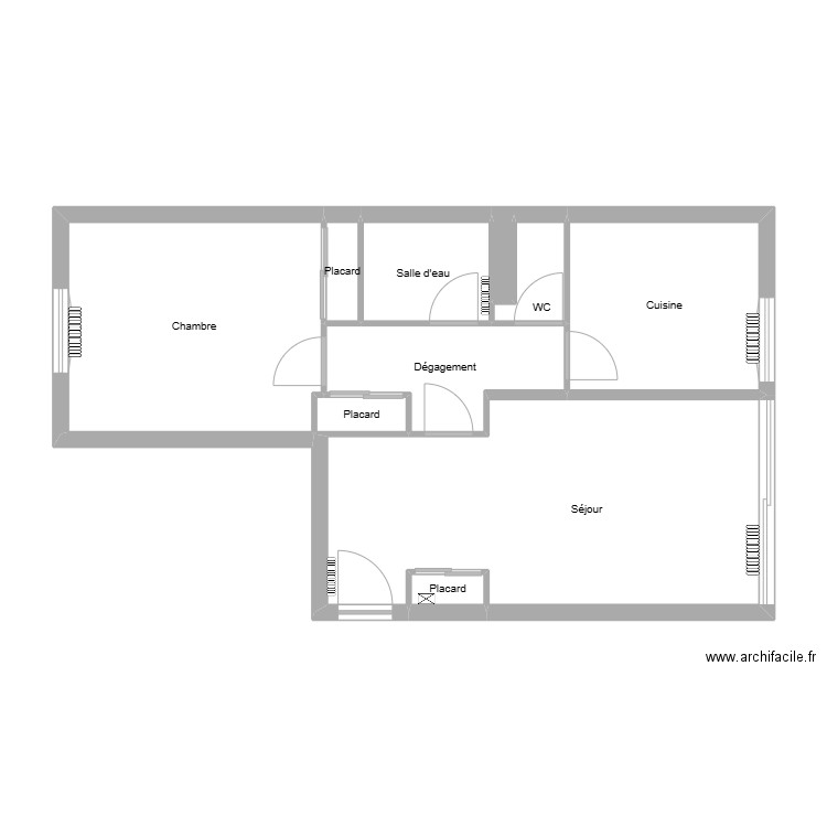 perier non meublé. Plan de 10 pièces et 58 m2