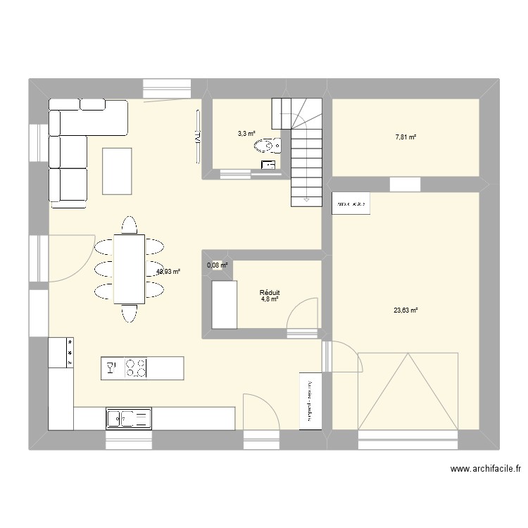 Projet amménagement bas modifié cuisine vers entrée 2. Plan de 0 pièce et 0 m2