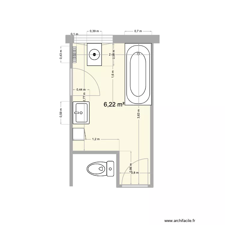 Bordy Av. Plan de 1  et 6 m²