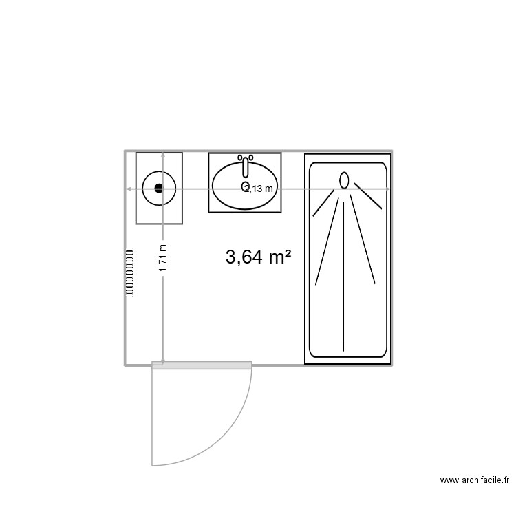 après travaux. Plan de 1 pièce et 4 m2
