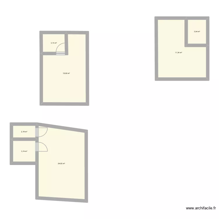 immeuble. Plan de 7  et 74 m²
