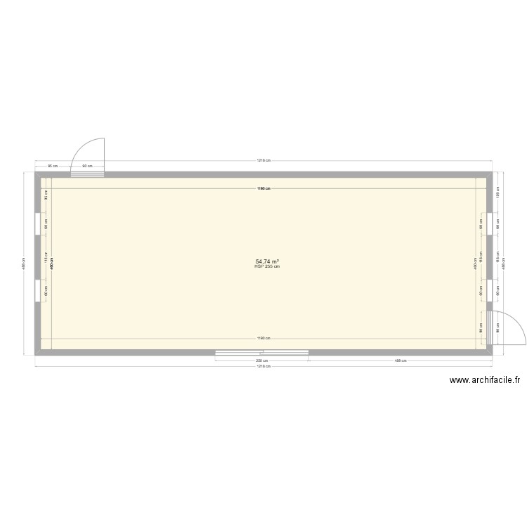 Club house 60m². Plan de 1 pièce et 55 m2