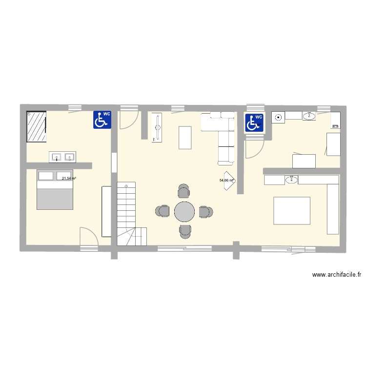 okok. Plan de 3 pièces et 77 m2