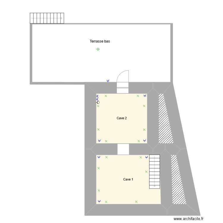 Cave Cyril. Plan de 4 pièces et 40 m2