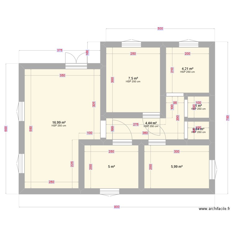 RSPE 0123. Plan de 8 pièces et 46 m2