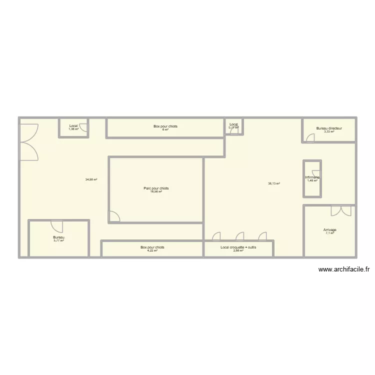 Plan chiots.com. Plan de 12  et 124 m²