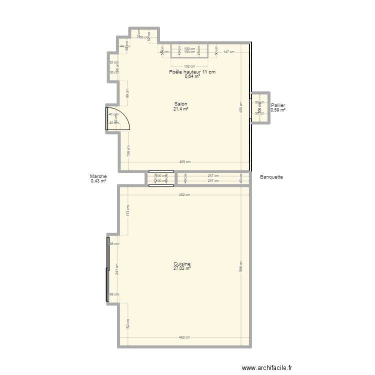 FROMAGET. Plan de 6 pièces et 51 m2