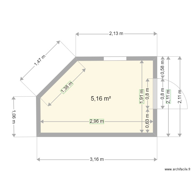 essai1. Plan de 1 pièce et 5 m2