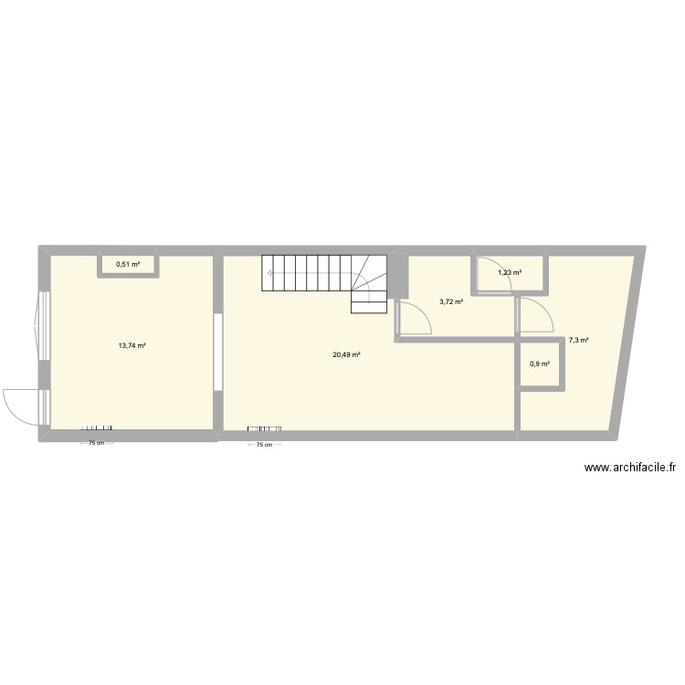 Jeanne. Plan de 7 pièces et 48 m2
