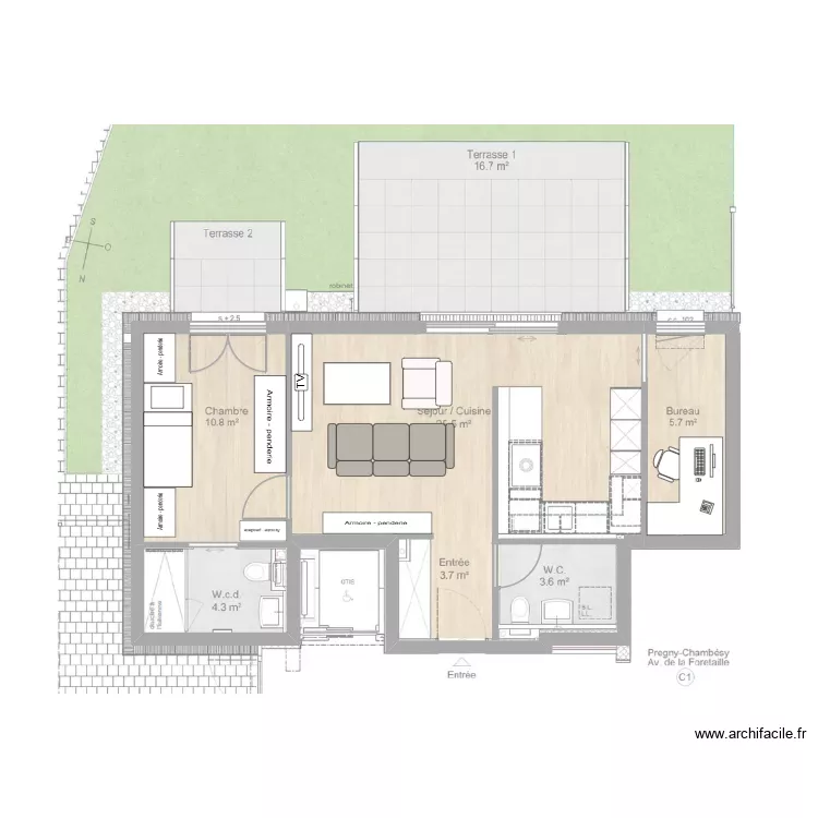 Chambesy2. Plan de 2  et 50 m²