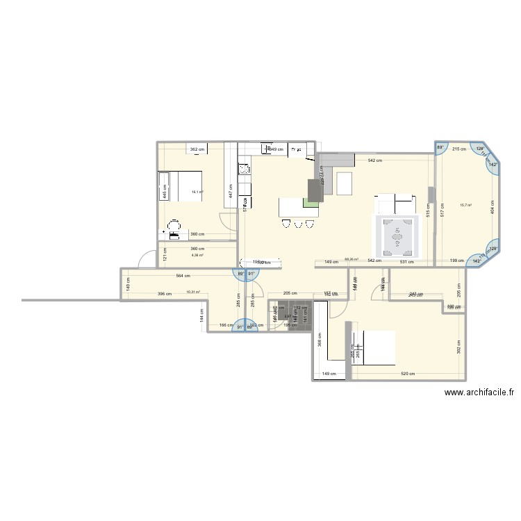 La cresta bis. Plan de 6 pièces et 137 m2