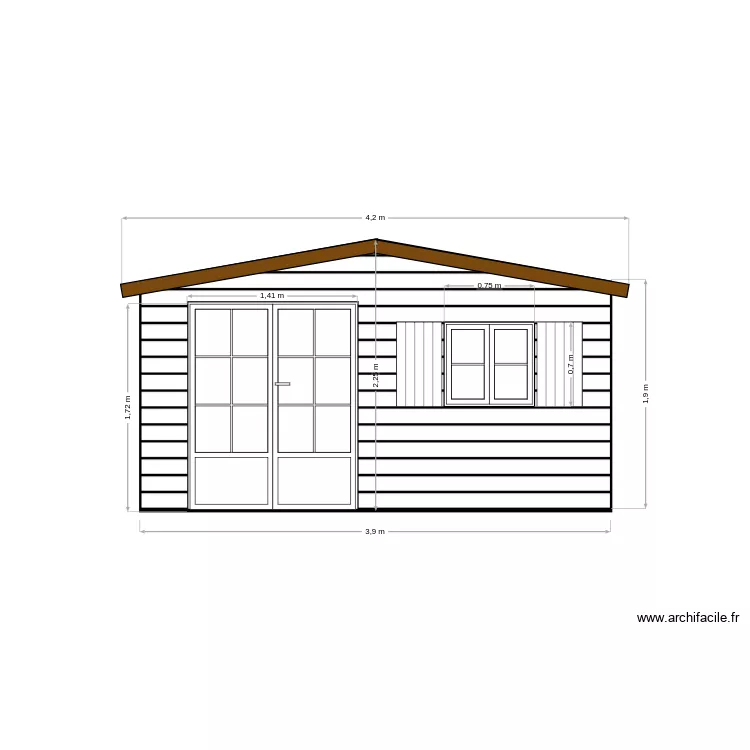 Fa&ccedil;ade abris de jardin. Plan de 