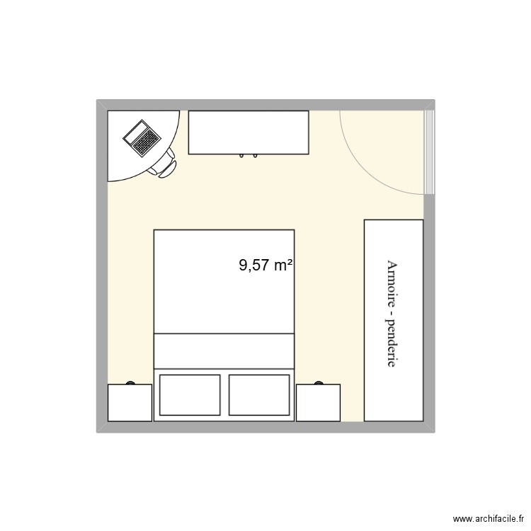 CH 1 Disposition. Plan de 1 pièce et 10 m2